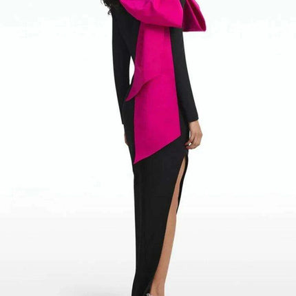 Elegant DEAT Tailored Evening Gown with Bold Bowknot and Sassy Side Slit for Women - Fall 2024 Collection 35Z387