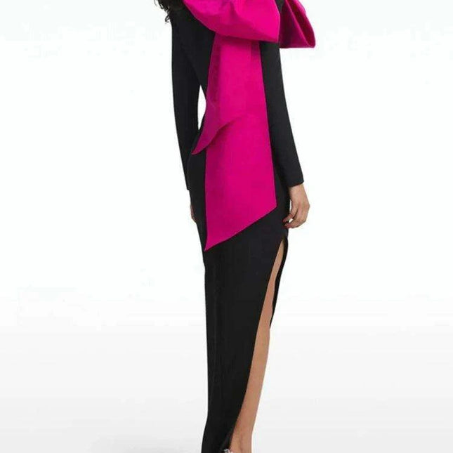 Elegant DEAT Tailored Evening Gown with Bold Bowknot and Sassy Side Slit for Women - Fall 2024 Collection 35Z387