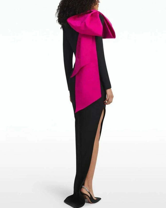 Elegant DEAT Tailored Evening Gown with Bold Bowknot and Sassy Side Slit for Women - Fall 2024 Collection 35Z387