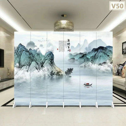 Versatile Mobile Folding Chinese Partition Screen for Hotels and Offices - Dual-Sided Conference Divider