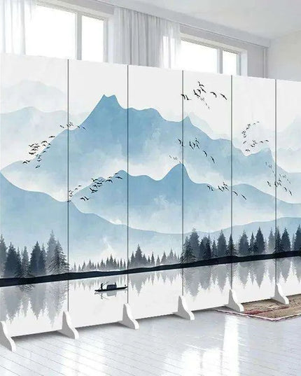 Versatile Mobile Folding Chinese Partition Screen for Hotels and Offices - Dual-Sided Conference Divider