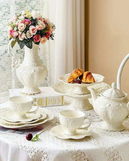 Elegant Palace Relief Ceramic Tea and Coffee Collection for Discerning Connoisseurs