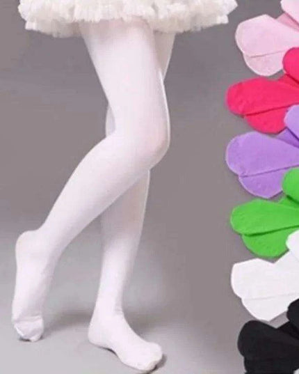 Girls' Professional White Ballet Tights - Velvet Pantyhose for Kids