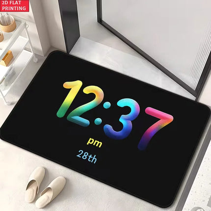 Digital Clock & Temperature Floor Mat — Flannel, Non-Slip