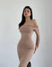Chic Winter Elegance: Off-Shoulder Korean Maxi Dress in Black