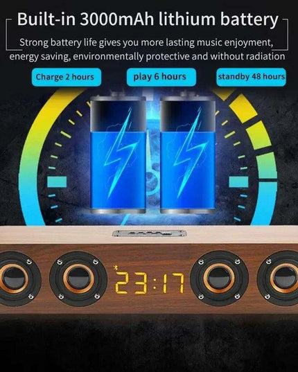 Stylish Wooden Bluetooth Alarm Clock with Built-in Speaker, FM Radio, and Color-Changing LED Lights for Home and Gaming Environments