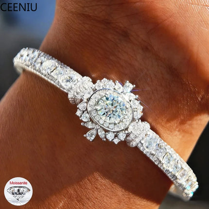 Luxury Moissanite Open Bangles 925 Sterling Silver GRA Certified Lab Diamonds Bracelets for Women Party Fine Jewelry Gifts luxury-moissanite-open-bangles-925-sterling-silver-gra-certified-lab-diamonds-bracelets-for-women-party-fine-jewelry-gifts