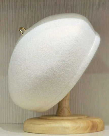 Elegant Gold-Accented Wool Beret Hat for Women - Timeless Pillbox Fascinator for Weddings and Special Occasions