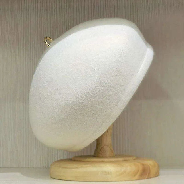Elegant Gold-Accented Wool Beret Hat for Women - Timeless Pillbox Fascinator for Weddings and Special Occasions