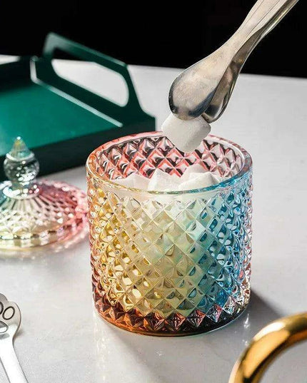 Colorful Diamond Glass Storage Jars for Candy and Sugar - 300ML & 600ML Options