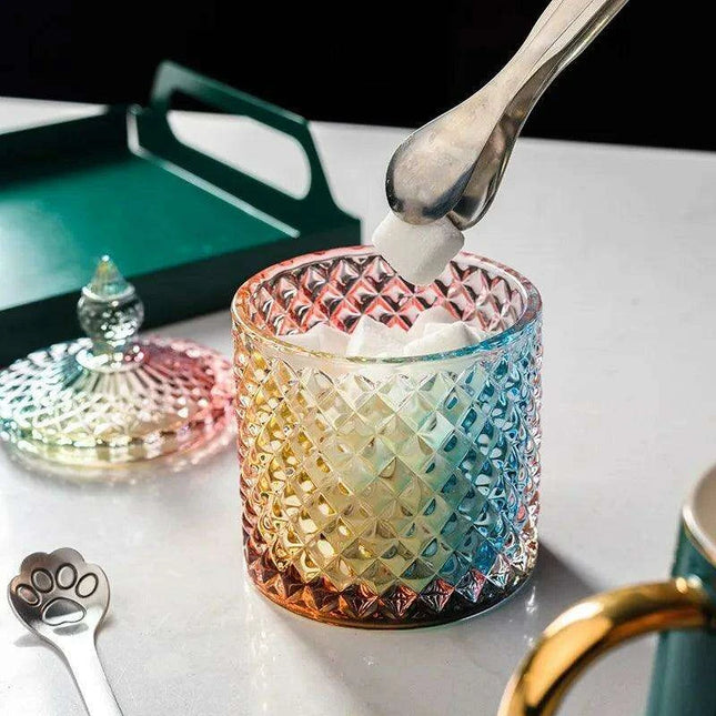 Colorful Diamond Glass Storage Jars for Candy and Sugar - 300ML & 600ML Options