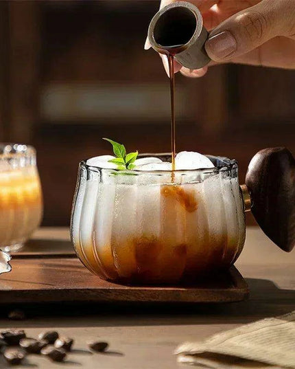 200ML Heat-resistant High Boron Silicon Glass Coffee Mug with Wooden Handle