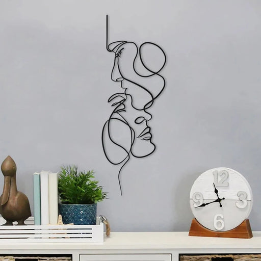 Abstract Iron Face Line Wall Sculpture for Modern Home Decor