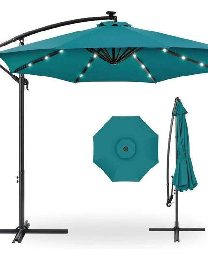 Solar-Powered 10ft LED Hanging Market Umbrella for Outdoor Spaces