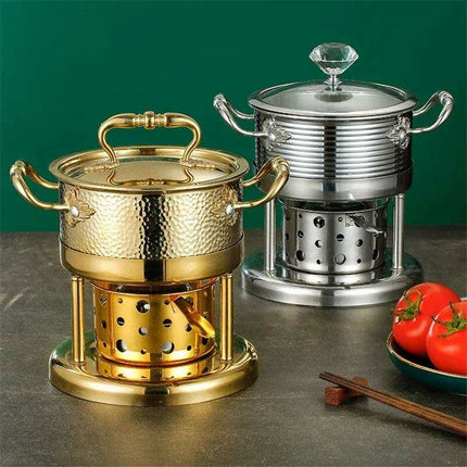 Solo Dining Stainless Steel Pot Set with Integrated Alcohol Burner