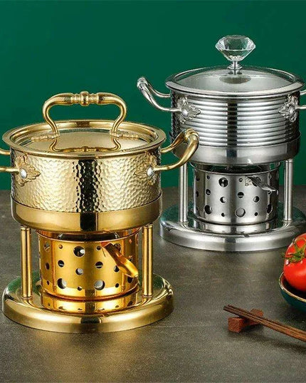Solo Dining Stainless Steel Pot Set with Integrated Alcohol Burner
