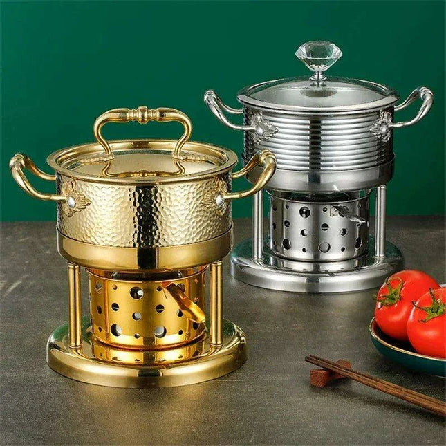 Solo Dining Stainless Steel Pot Set with Integrated Alcohol Burner