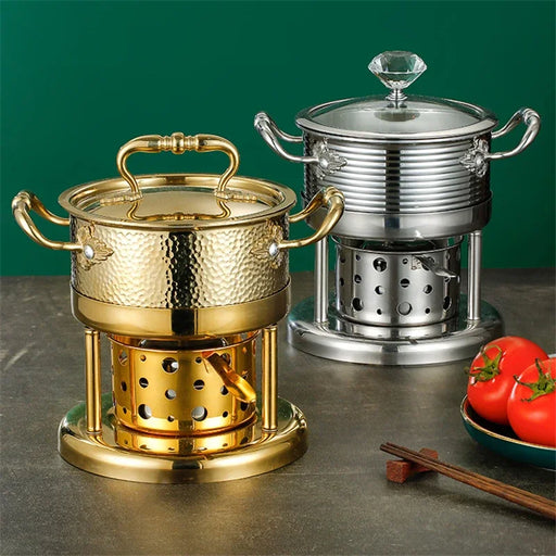 304 Stainless Steel Alcohol Furnace Cooking Pot Set for Solo Dining