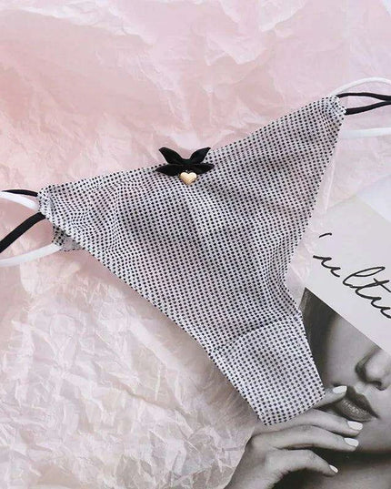 Charming Women's Sheer T-Back Thongs with Playful Strawberry and Cherry Print - Low-Waisted Seamless Sexy Underwear