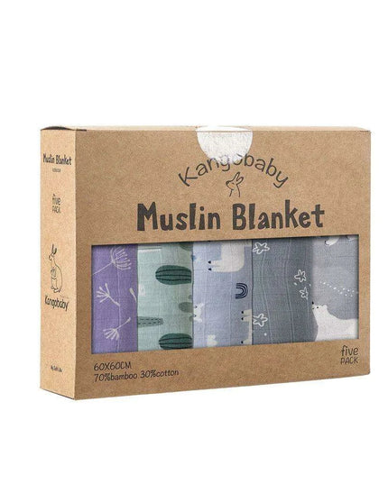 Kangobaby Luxurious 5-Piece Baby Blanket Set - Soft Bamboo Cotton Comfort for Your Baby