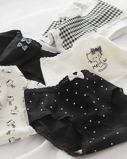 Luxe Lace Cotton Briefs Set - 5-Pack Women's Breathable Underwear in M-2XL Sizes