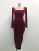 Chic Velvet Long Sleeve Cross-Front Dress with Zipper Detail for Women