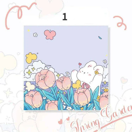 Floral Charm Pocket Memo Set - 100 Sheets, 8x8cm, 66g