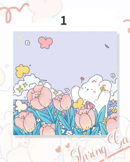 Floral Charm Pocket Memo Set - 100 Sheets, 8x8cm, 66g