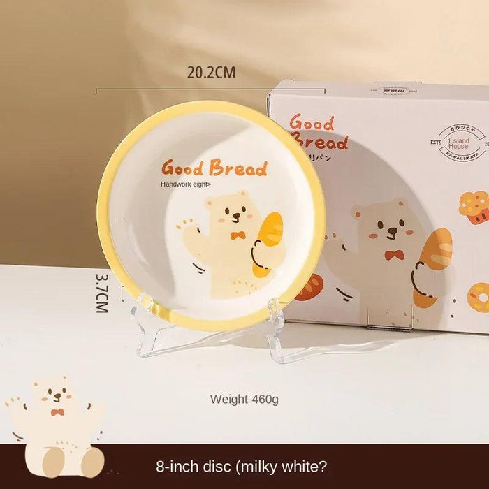 Adorable Bear Dodo Cream Kids Breakfast Bowl Set - Essential Kitchen Delight