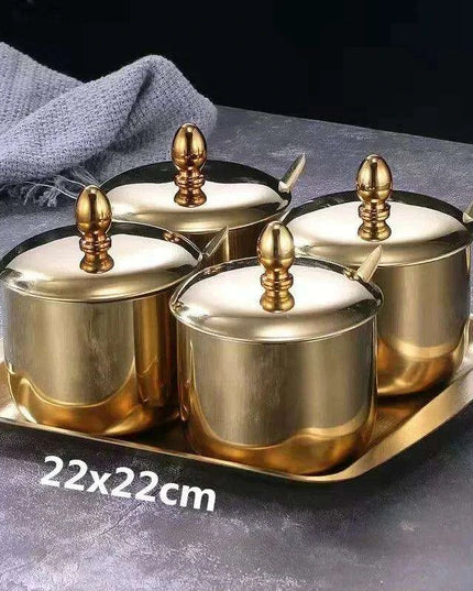 Elegant Stainless Steel Condiment Set with Wasabi Tray - Ideal for Hotpot, Dips, and More