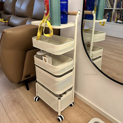 Nordic Stainless Steel Kitchen Trolley with Wheels & Rotating