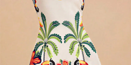 Phoebe Wear Tropical Print Spaghetti Strap Vacation Dress, Lightweight