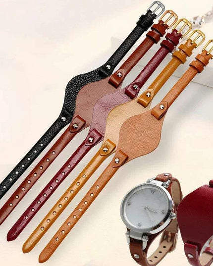 Elegant Cowhide Leather Watch Straps with Rose Steel Buckle - A Luxurious Women's Accessory