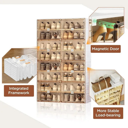 Stackable 8-Tier Shoe Rack Organizer, Holds 32 Pairs, Clear Do