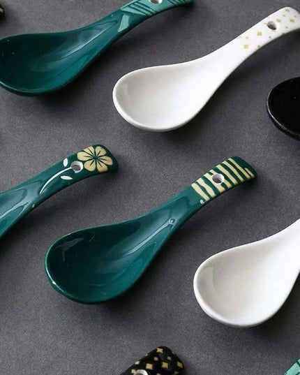 Artisan Handcrafted Japanese Ceramic Soup Spoon for Sophisticated Dining