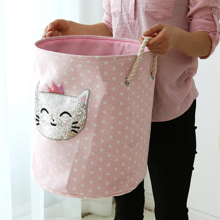 Stylish Canvas Toy and Laundry Storage Basket for Kids and Baby