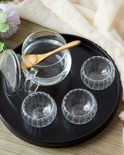 Elegant Round Wooden Tea Tray for Chinese Kung Fu Tea and Snacks