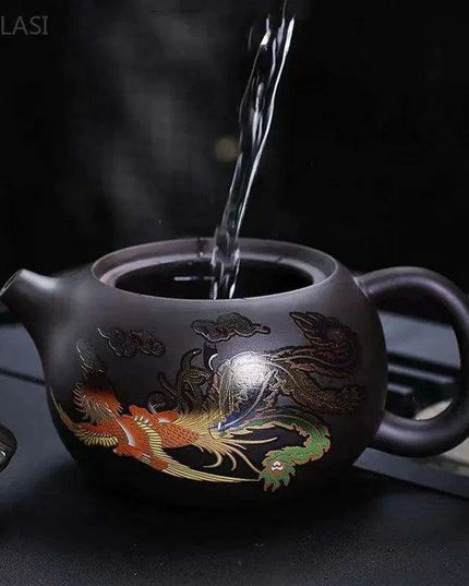 Elegant 200ml Authentic Purple Clay Teapot with Innovative Filtration System