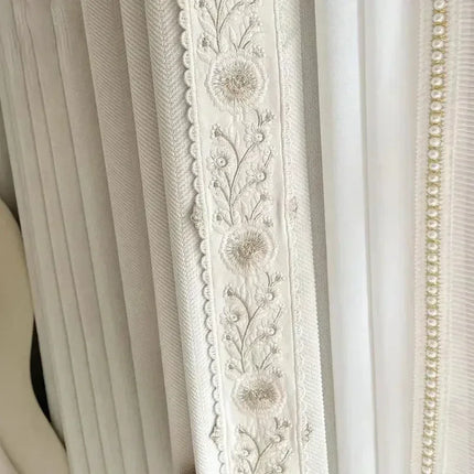 Cream Chenille French Curtains with Sheer Tulle Option | Très Élite