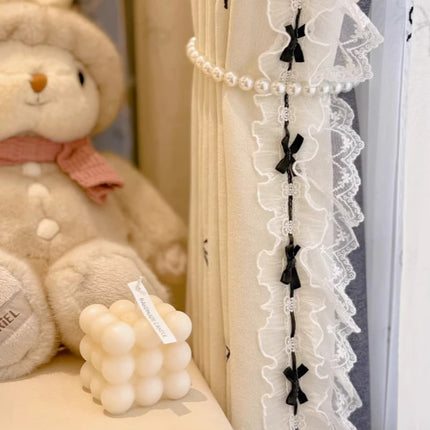 Floralee Elegant Blackout Lace Curtains with Custom Size & Bow Design