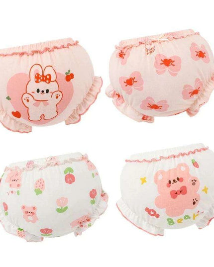4-Pack Soft Cotton Cartoon Underwear for Baby Girls, Breathable Kids Panties for Ages 1.5-5 Years