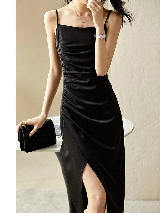 Elegant Strappy Midi Bodycon Dress with Stylish Side Split