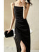 Elegant Strappy Midi Bodycon Dress with Stylish Side Split