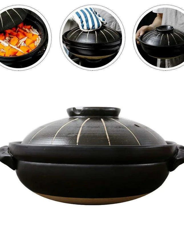 Elegant Japanese Ceramic Soup Pot - 2.6L Versatile Stovetop Cookware