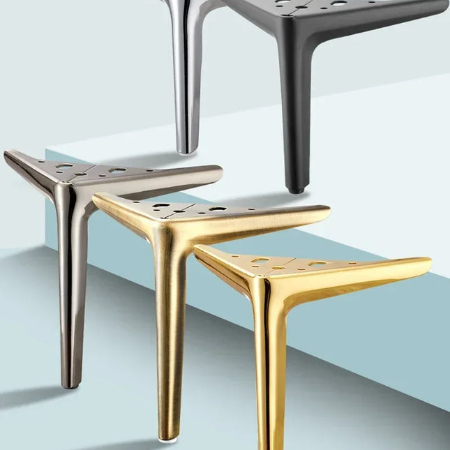 Metal Furniture Legs — Tapered Angular Design, Set of 4 with Screws