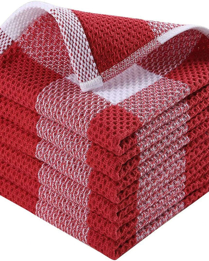 Luxurious Honeycomb Cotton Hand Towels - 2-Pack Absorbent Kitchen Essentials