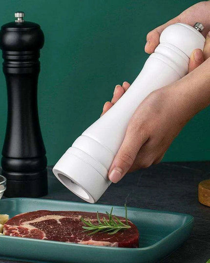 Sustainable 8-Inch Wooden Salt and Pepper Mill with Adjustable Ceramic Grinding Mechanism