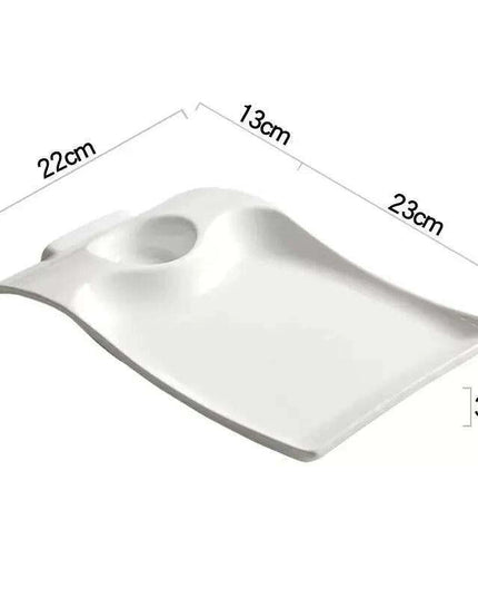 Sophisticated Duck-Embellished Ceramic Platter and Dipping Bowl Set for Stylish Entertaining