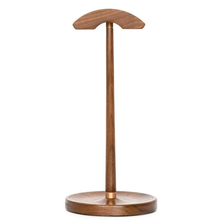 Elegant Walnut and Copper Earphone Stand - Chic Organizer for a Refined Workspace