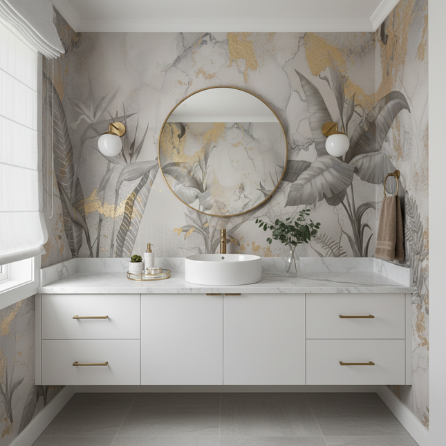 Homeby Retro Abstract 3D Mural Wallpaper - Hand-Painted Tropical Folia